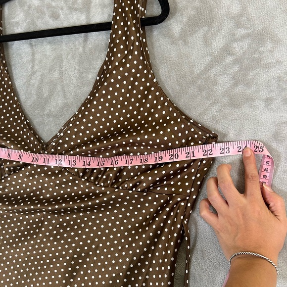 Pink by Frankie’s bikinis brown polka dot mini satin babydoll dress - Picture 5 of 12